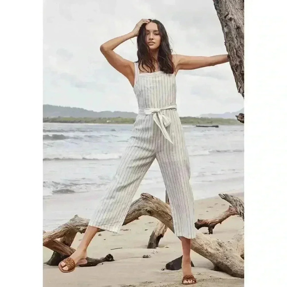 Lost‎ + Wonder Gabriela Jumpsuit White/Blue Size Medium - Picture 2 of 16